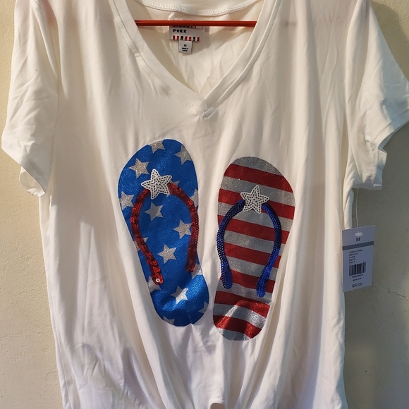 Liberty Park Glitter American Flag Flip Flop top - Picture 2 of 6